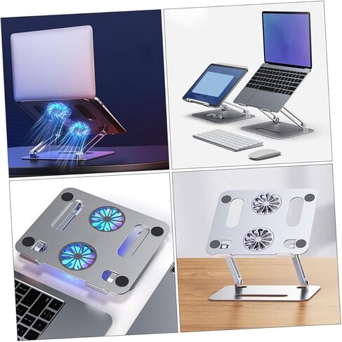 قاعدة تبريد للكمبيوتر المحمول من الألومنيوم بمروحة مزدوجة مع ارتفاع قابل للتعديل وتصميم قابل للطي لتبريد USB هادئ، متوافقة مع أجهزة الكمبيوتر المحمولة مقاس أقل من 17.3 بوصة، فضي، مناسبة للألعاب in Kuwait