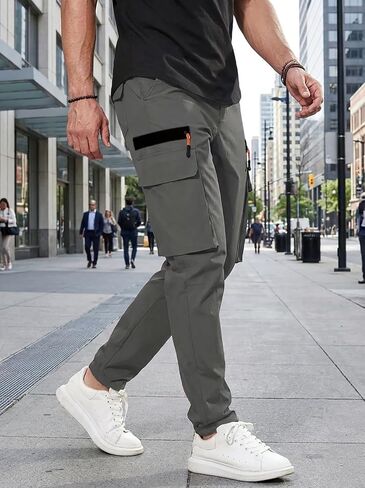 Men's Cargo Pants Elastic Waist Breathable with Zipper Decoration Hiking Outdoor in Saudi Arabia