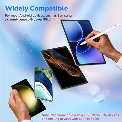 MoKo Stylus Pen for Android Touchscreen, Tablet Pen for Samsung Galaxy Tab A9+/Xiaomi/Huawei/Vivo and Other Android Smartphone & Tablet, Rechargeable Universal Active Fine Point Stylus, White in Saudi Arabia