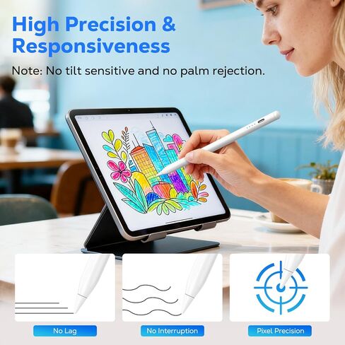 MoKo Stylus Pen for Android Touchscreen, Tablet Pen for Samsung Galaxy Tab A9+/Xiaomi/Huawei/Vivo and Other Android Smartphone & Tablet, Rechargeable Universal Active Fine Point Stylus, White in Saudi Arabia