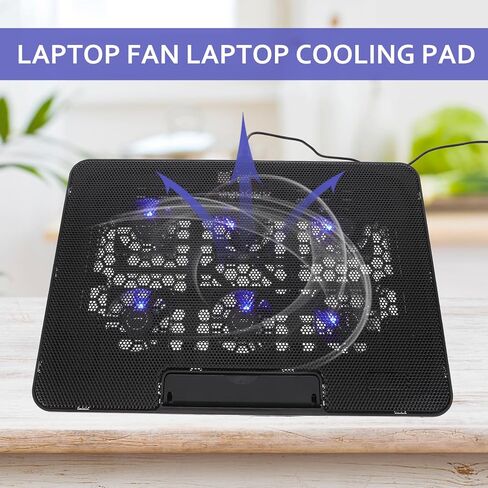 Kisangel Laptop Cooling Pad with Fan 15.6-inch Silent Laptop Cooler Stand Cooler Holder for Gaming and Office Use Black in Saudi Arabia