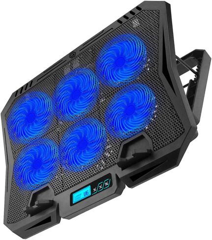 Laptop Cooling Pad 15.6-inch with 6 Fans Adjustable Speed Quiet Cooling Stand for Gaming and Office Use Blue Light USB Powered for Laptops in Saudi Arabia