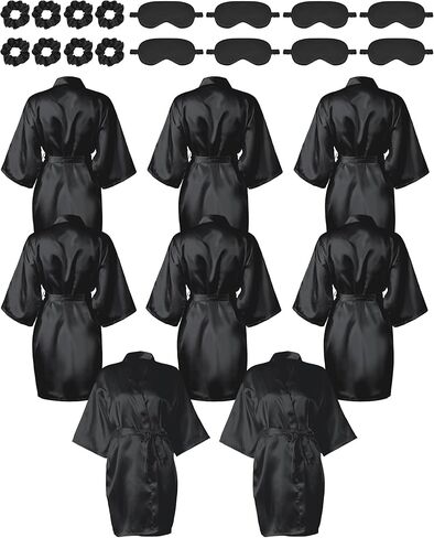 8 or 12 Pack Satin Robes Women Silky Robe Bulk with Sleeping Mask Hair Tie Sets Kimono Bathrobes for Birthday Wedding Party in Saudi Arabia