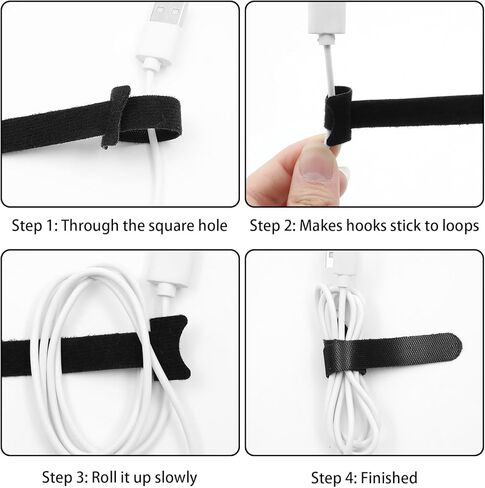 60 PCS 6 Inches Reusable Cable Ties, Cable Organizer, Adjustable Cord Straps and Hook Loop Cords Management Black in Saudi Arabia