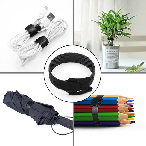 60 PCS 6 Inches Reusable Cable Ties, Cable Organizer, Adjustable Cord Straps and Hook Loop Cords Management Black in Saudi Arabia