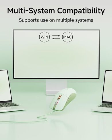 EWEADN G309 Wired Mouse, 7-Button Ergonomic Computer Corded Mouse with 2400 DPI, 4 Adjustment Levels DPI, Optical Office USB Mice with 5FT Cord for Laptop, PC, Desktop, MacBook-Green in Saudi Arabia