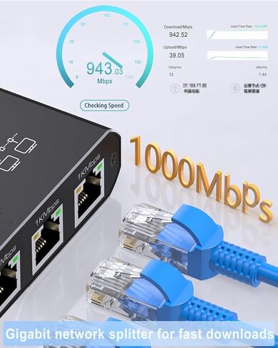 موزع إيثرنت 1 إلى 4، موزع شبكة عالي السرعة 1000 ميجا بت في الثانية مع طاقة USB، يدعم 4 أجهزة في وقت واحد in Kuwait