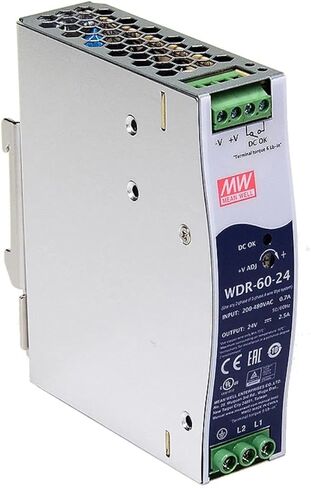WDR-60-24 60W 24V 2.5A Industrial-Grade Switching Power Supply - Input Voltage 180-550VAC - DIN Rail Mount, 4.7KV Isolation Suitable for Automation/Communication/Manufacturing Equipment in Saudi Arabia