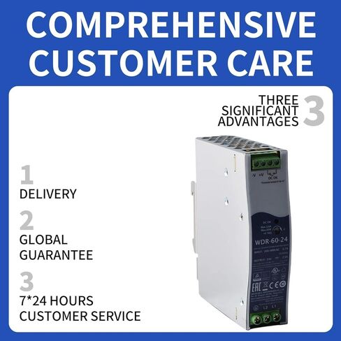 WDR-60-24 60W 24V 2.5A Industrial-Grade Switching Power Supply - Input Voltage 180-550VAC - DIN Rail Mount, 4.7KV Isolation Suitable for Automation/Communication/Manufacturing Equipment in Saudi Arabia