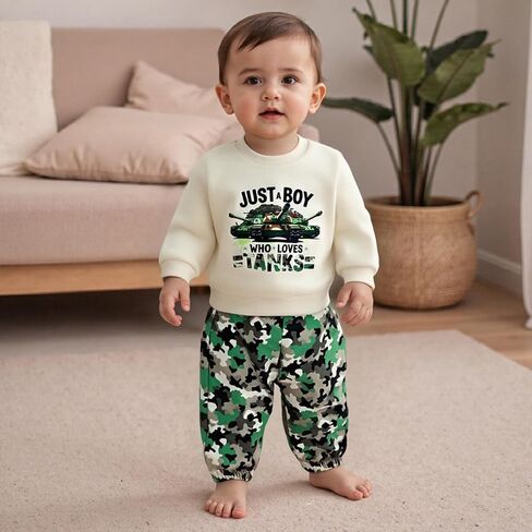 WZTYYDS Toddler Baby Boys Fall Clothes 1T 2T 3T 4T 5T Kids Winter Outfit Letter Tank Pullover Sweatshirt Camouflage Pants Set in Saudi Arabia