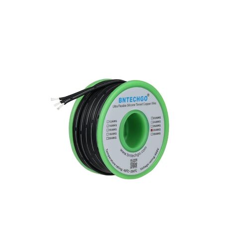 BNTECHGO 22 مقياس سيليكون الشريط كابل مرن 2P أسود 50 قدم كابل مسطح 22 AWG الذين تقطعت بهم السبل الأسلاك النحاسية المعلبة in Kuwait