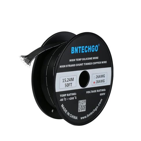 BNTECHGO 22 مقياس سيليكون الشريط كابل مرن 2P أسود 50 قدم كابل مسطح 22 AWG الذين تقطعت بهم السبل الأسلاك النحاسية المعلبة in Kuwait