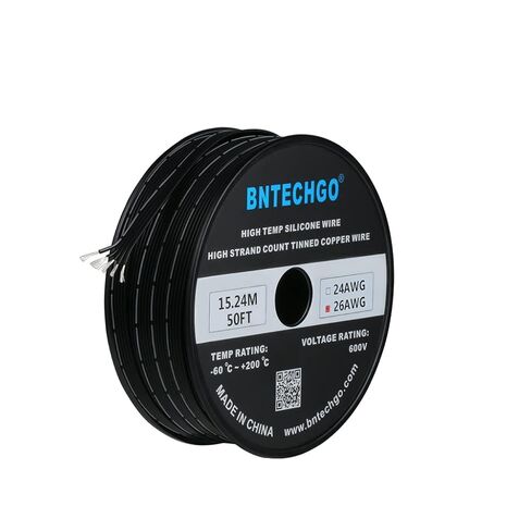 BNTECHGO 22 مقياس سيليكون الشريط كابل مرن 2P أسود 50 قدم كابل مسطح 22 AWG الذين تقطعت بهم السبل الأسلاك النحاسية المعلبة in Kuwait