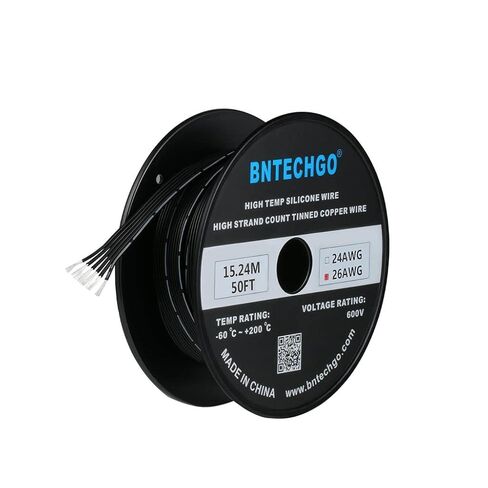 BNTECHGO 22 مقياس سيليكون الشريط كابل مرن 2P أسود 50 قدم كابل مسطح 22 AWG الذين تقطعت بهم السبل الأسلاك النحاسية المعلبة in Kuwait