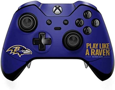 غلاف Skinit المخصص للألعاب متوافق مع وحدة تحكم Xbox One Elite - تصميم شعار فريق NFL Baltimore Ravens المرخص رسميًا in Kuwait