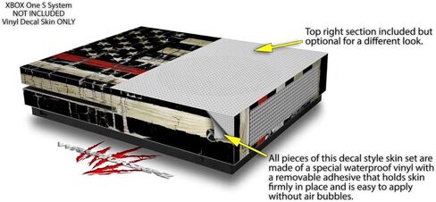 Decal Vinyl Skin Wrap Compatible with Xbox One S Console and Controllers - Painted Faded and Cracked Red Line USA American Flag in Saudi Arabia