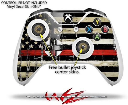 Decal Vinyl Skin Wrap Compatible with Xbox One S Console and Controllers - Painted Faded and Cracked Red Line USA American Flag in Saudi Arabia