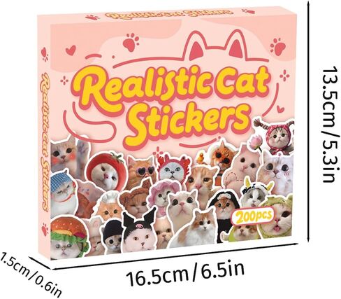 200 PCS Holographic Cat Stickers Pack, Kawaii Cat Meme Stickers Funny Kitten Sticker for Water Bottles Laptop Luggage Suitcase, DIY Waterproof Vinyl Decals Gifts for Adults in Saudi Arabia