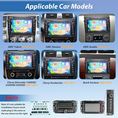 راديو سيارة لسيارة Chevy Silverado 2007-2014 Tahoe GMC Sierra Yukon، 4+64G Android 13 راديو بلوتوث مع CarPlay Android Auto GPS Navigation شاشة لمس AHD كاميرا احتياطية in Kuwait
