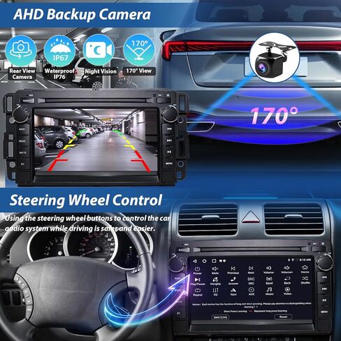 راديو سيارة لسيارة Chevy Silverado 2007-2014 Tahoe GMC Sierra Yukon، 4+64G Android 13 راديو بلوتوث مع CarPlay Android Auto GPS Navigation شاشة لمس AHD كاميرا احتياطية in Kuwait