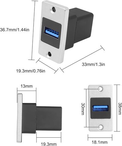 MEIRIYFA USB 3.0 Rectangular Metal Panel Mount Coupler USB A Female to Female Pass Through Adapter Socket Connector Bulkhead Extension for Data Transfer and Charing in Saudi Arabia