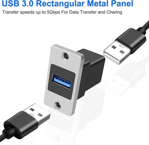 MEIRIYFA USB 3.0 Rectangular Metal Panel Mount Coupler USB A Female to Female Pass Through Adapter Socket Connector Bulkhead Extension for Data Transfer and Charing in Saudi Arabia