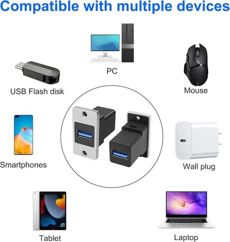 MEIRIYFA USB 3.0 Rectangular Metal Panel Mount Coupler USB A Female to Female Pass Through Adapter Socket Connector Bulkhead Extension for Data Transfer and Charing in Saudi Arabia