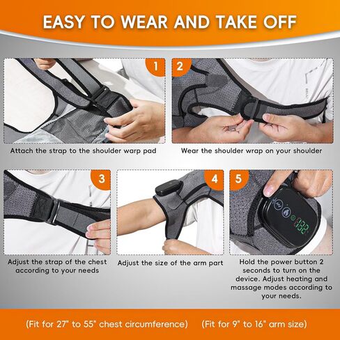 وسادة تدفئة الكتف، وسادة تدفئة كهربائية لاسلكية للأكتاف، التحكم بالتطبيق واللمس مع 3 أوضاع اهتزاز، 7 درجات حرارة قابلة للتعديل، 3 مؤقت، لفافة تسخين محمولة لتخفيف آلام الكتف للنساء والرجال in Kuwait