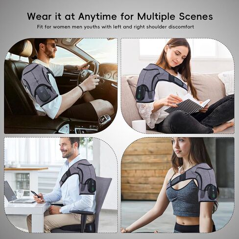 وسادة تدفئة الكتف، وسادة تدفئة كهربائية لاسلكية للأكتاف، التحكم بالتطبيق واللمس مع 3 أوضاع اهتزاز، 7 درجات حرارة قابلة للتعديل، 3 مؤقت، لفافة تسخين محمولة لتخفيف آلام الكتف للنساء والرجال in Kuwait