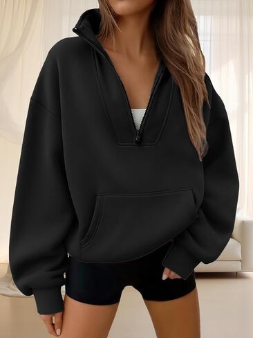 Hoodies for Women Fashion Zipper Casual Long Sleeve Sweatshirts Tops with Pockets in Saudi Arabia