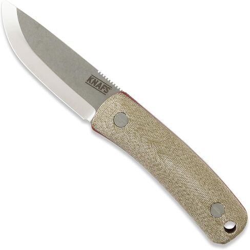 Knafs - سكين لولو ذو الشفرة الثابتة للتخييم والصيد مع غمد - مقبض ميكارتا وأحمر G10 - شفرة Stonewash CPM MagnaCut in Kuwait
