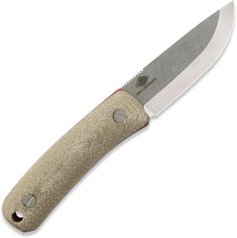 Knafs - سكين لولو ذو الشفرة الثابتة للتخييم والصيد مع غمد - مقبض ميكارتا وأحمر G10 - شفرة Stonewash CPM MagnaCut in Kuwait