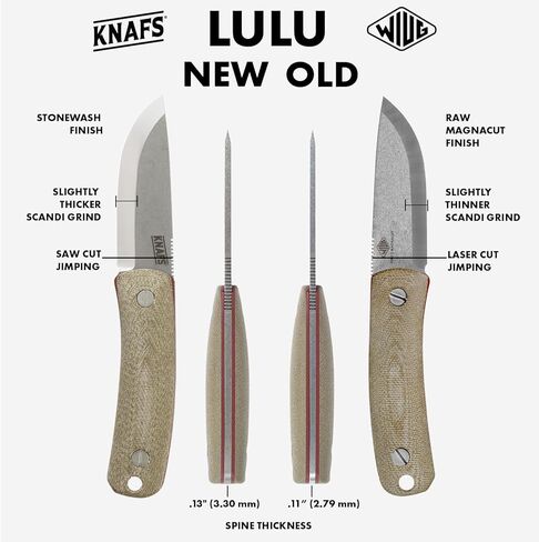Knafs - سكين لولو ذو الشفرة الثابتة للتخييم والصيد مع غمد - مقبض ميكارتا وأحمر G10 - شفرة Stonewash CPM MagnaCut in Kuwait