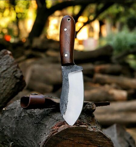 Handmade 9 Inch Carbon Steel Nessmuk Knife, Fixed Bladefull Tang Survival Knife, Edc Hunting Knife with Sheath for Camping, Survival, Bushcrafting in Kuwait