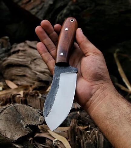 Handmade 9 Inch Carbon Steel Nessmuk Knife, Fixed Bladefull Tang Survival Knife, Edc Hunting Knife with Sheath for Camping, Survival, Bushcrafting in Kuwait