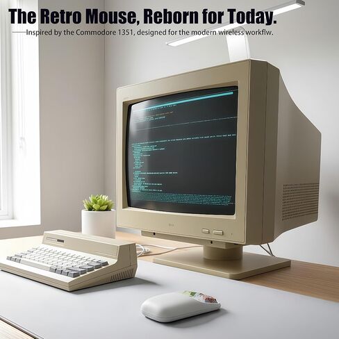 اتصال Retro Mouse 2.4G وBluetooth، ماوس لاسلكي خفيف الوزن قابل لإعادة الشحن بعمر بطارية 100 ساعة مع جهاز استقبال USB، PC/Mac - أبيض in Saudi Arabia