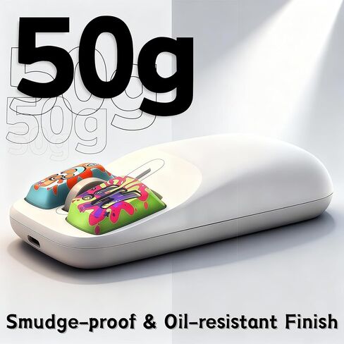 اتصال Retro Mouse 2.4G وBluetooth، ماوس لاسلكي خفيف الوزن قابل لإعادة الشحن بعمر بطارية 100 ساعة مع جهاز استقبال USB، PC/Mac - أبيض in Saudi Arabia