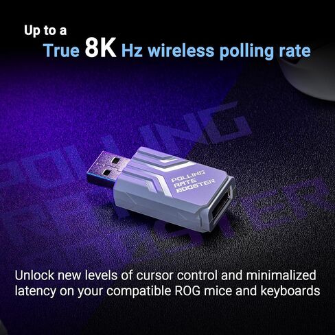 ASUS ROG Polling Rate Booster – USB 2.0 Type-A, 8000 Hz Polling Rate in Wireless/Wired, Ultra-Low Latency with ROG SpeedNova Technology, Plug-and-Play with Compatible ROG Mice & Keyboards - Black in Saudi Arabia