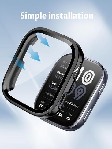حافظة للساعة الذكية Amazfit Bip 6، هيكل UYRUREL من مادة TPU + تصميم متكامل من الزجاج المقسى، مقاوم للسقوط والخدش، عالي الوضوح وشفاف، أسود + أبيض، عبوتان in Saudi Arabia
