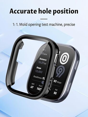 حافظة للساعة الذكية Amazfit Bip 6، هيكل UYRUREL من مادة TPU + تصميم متكامل من الزجاج المقسى، مقاوم للسقوط والخدش، عالي الوضوح وشفاف، أسود + أبيض، عبوتان in Saudi Arabia