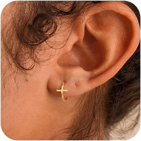 Gold Hoop Earrings For Women Men-Silver Dangle Drop Earrings,Hypoallergenic Huggie Hoop Earrings Trendy-Dainty Diamond Cubic Zirconia Cross Earrings,Simple Christmas Christian Easter Jewelry Gifts in Saudi Arabia