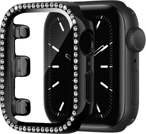 Compatible for Apple Watch Case with Screen Protector for Apple Watch 38-49mm Series 1-11/SE/Ultra, Bling Crystal Diamond Rhinestone Bumper Protective Case for Women iWatch (Starlight,44mm) in Saudi Arabia
