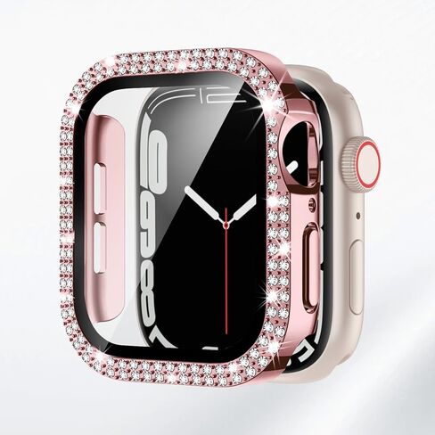 Case for Apple Watch Series 4-10 with Tempered Glass Screen Protector and Dual-Layer Sparkling Crystal Diamond Rhinestone Bezel. (Silver,40mm) in Saudi Arabia