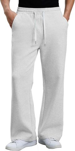 بنطلون رياضي فضفاض للرجال من Susclude، رباط خصر مرن قابل للتمدد واسع الساق، سروال رياضي كاجوال من القطن للتمرين in Kuwait