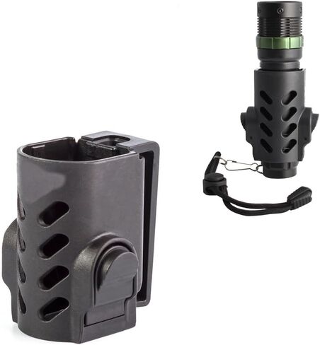 Tactical Flashlight Holster, Flashlight Pouch, Compatible with Various Flashlights, LED, Black ABS, Clip-on, Not Water Resistant in Kuwait