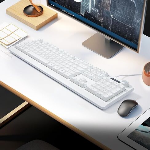 Wired RGB Membrance Keyboard. 100 Percent Mini Creamy LED Computer Keyboard .Small Ergonomic Clicky Teclado with ABS Backlit Unreplaceable Keycaps. for PC Laptop MAC Gamer. (White) in Saudi Arabia