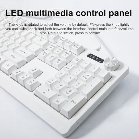 Wired RGB Membrance Keyboard. 100 Percent Mini Creamy LED Computer Keyboard .Small Ergonomic Clicky Teclado with ABS Backlit Unreplaceable Keycaps. for PC Laptop MAC Gamer. (White) in Saudi Arabia