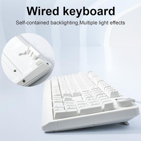 Wired RGB Membrance Keyboard. 100 Percent Mini Creamy LED Computer Keyboard .Small Ergonomic Clicky Teclado with ABS Backlit Unreplaceable Keycaps. for PC Laptop MAC Gamer. (White) in Saudi Arabia