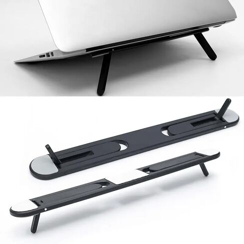 1pc Portable & Foldable Laptop Stand - Adjustable, Durable ABS Material, Black in Saudi Arabia