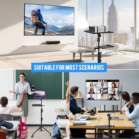 Projector Stand Tripod with 2 Shelves, Laptop Floor Stand with Casters,Projector Stand Adjustable Height 28.7 to 65 Inch with Phone Holder and Mouse Tray, Tripod Stand for Office, Home, DJ, Outdoor in Saudi Arabia